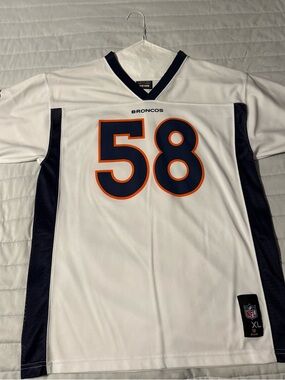 NFL Denver Broncos #58 White Navy Orange Jersey